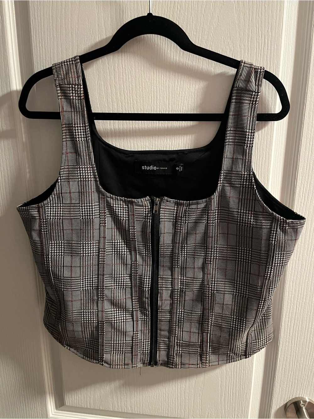 Torrid 0X Black Zip Front Corset Bustier Top Square Neck Plus Size
